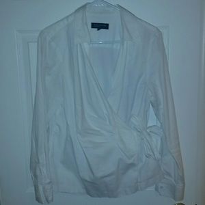 Jones New York white wrap blouse